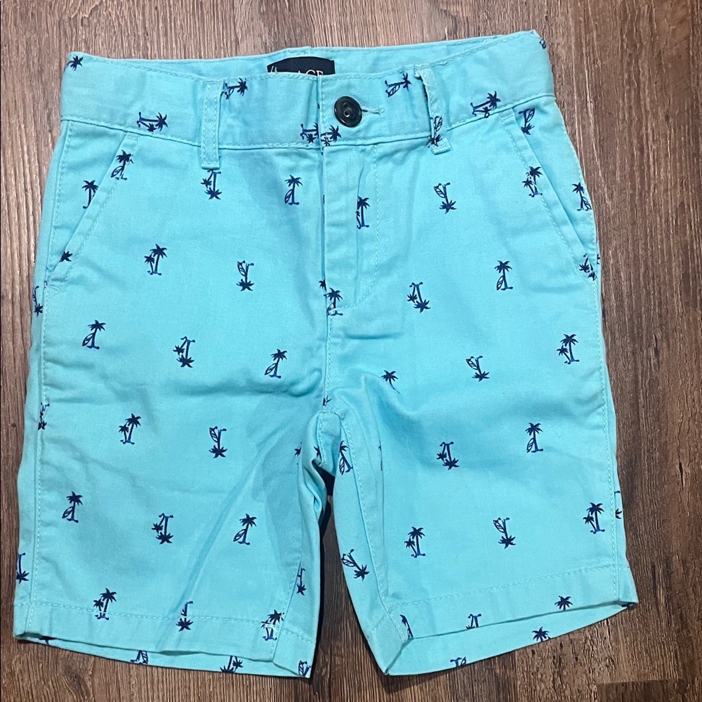 Children’s Place Teal Blue Boys' Shorts with Navy Palm trees